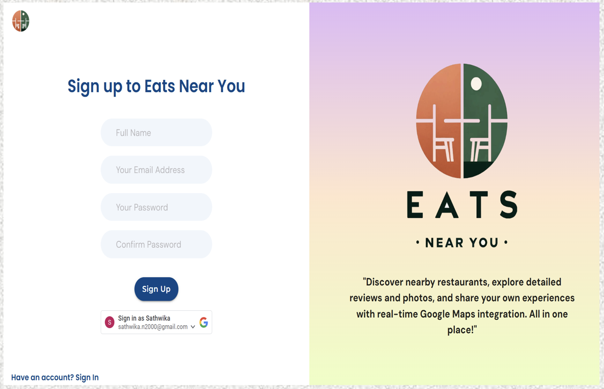 Eats Near You Dashboard